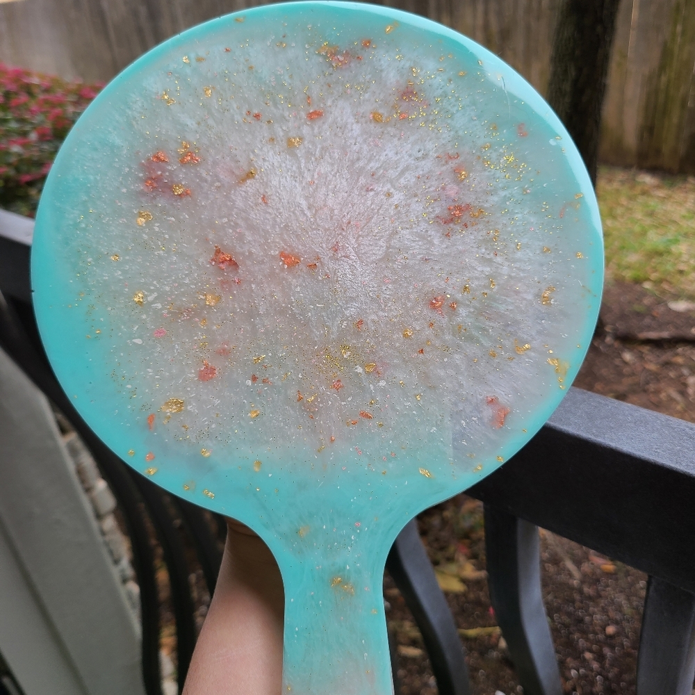 Handmade epoxy resin round serving board